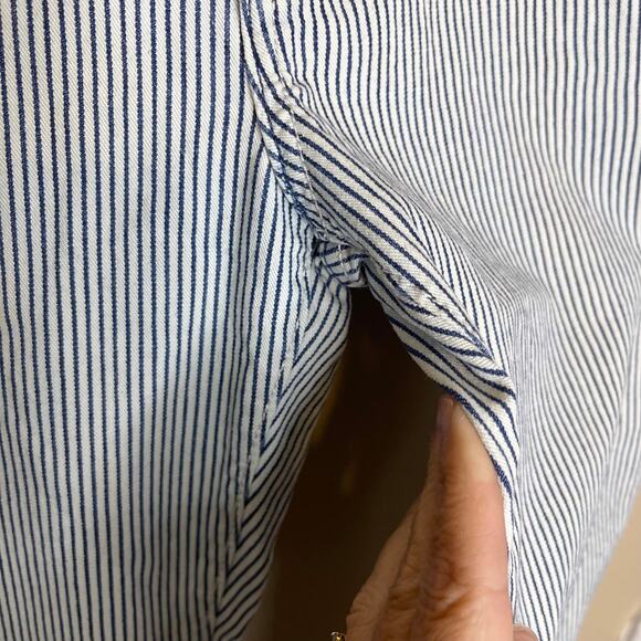 women's x small xs denim slacks pants trousers Old Navy blue white stripe - Picture 5 of 12